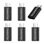 GeekerChip Micro Usb to Usb C Adapter [6 Pieces],Micro USB (Male) to Type C (Female) Adapter Support Galaxy S7 / S7 Edge,LG G4,Nexus 5/6 and other Micro USB Devices-Black