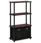 FURINNO Storage Shelves, Dark Cherry/Black, one size