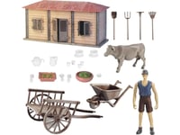 Stor Gård Ranch Bondgård Hopfällbar Lantbrukare Ko Vagn