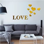 Love Heart Type Wall Stickers 3d Mirror (black