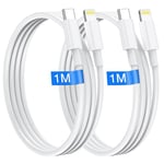 Cable iPhone USB C 1M Lot de 2 Câble USB C vers Lightning Certifié MFi chargeur iphone Original Ultra Résistant cable iphone charge rapide pour apple iPhone 14 13 12 11 Pro Max/Mini/X/XS/XR/8/7/6/iPa