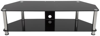 AVF Classic Up to 65 Inch Glass TV Stand - Black and Chrome And Silver