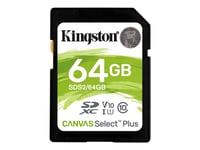 Kingston Canvas Select Plus - Flash-Minneskort - 64 Gb - Video Class V10 / Uhs-I U1 / Class10 - Sdxc Uhs-I