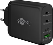 Goobay Vegghurtiglader 3x USB-C, 1xUSB-A, PD, GaN, 100W - Svart