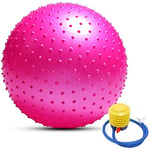AMWFF Gymnastic Ball Yoga Pilates Ball Anti-Burst Yoga Ball Thickened Stability Balance Ball Pilates Physical Fitness 55 cm / 65 cm / 75 cm Gift Air Pump, pink, 75 cm