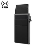 Lyxig Kreditkortshållare med Pop-Up, Aluminium, RFID-Blockering, Smalt Plånbok, Present Black