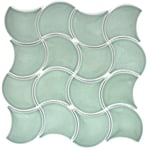 mosaik ws fan pattern uni petrol glossy wave 9,3x8,8x0,8