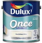 Dulux Once Satinwood Pure Brilliant White Paint For Wood And Metal 750ml