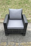 High Back Rattan Single Arm Chair Thick Seat And Back Cushion