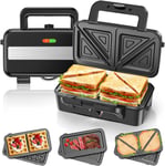 3-in-1 Toastie Maker 1200W | Waffle & Sandwich Toaster | 5-Gear Temp Control
