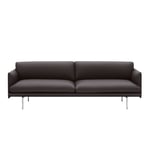 Muuto - Outline 3-Seater / Polished Aluminium Base Easy Leather Root - Root - Brun - Soffor