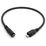Micro USB Male to 3.5mm Female AUX Audio Cable Cord for Headset Adapter Active Clip Mic Microphone