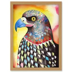 Bald Eagle Bird Folk Art Watercolour Painting Artwork Framed Wall Art Print A4