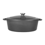 Sitram 714949 COCOTTE TRADIFONTE Ovale en Fonte émaillée 6,5 litres - Extérieur Noir et intérieur Blanc - Toutes Sources de Chaleur y Compris Induction - Idéale pour Repas de 6 à 8 Personnes