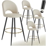 TecTake® Lot de 4 Tabouret Bar Aspect Velours Chaise de Bar avec Repose-Pieds Chaise Haute Cuisine pour îlot Central H110cm Rembourrée avec Dossier Tabouret Haut Cuisine comptoir Bar