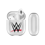 Head Case Designs Officially Licensed WWE Plain Black Logo Clear Hard Crystal Cover Compatible With Apple AirPods 1 1st Gen / 2 2nd Gen Charging Case