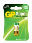 GP Batteries Super Alkaline AAAA-batteri, 25A / LR61, 2-pk