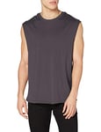 Urban Classics Men's Open Edge Sleeveless Tee Sleeveless T-Shirt for Men Crew Neck Cotton Sizes XS-5XL, Darkshadow, 3XL