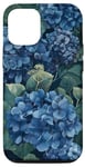 Coque pour iPhone 12/12 Pro Bleu Marine Hortensia Floral Hortensia Bleu Nature