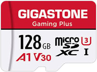 [Gigastone] Gaming Plus Carte mémoire Micro SDXC pour Nintendo Switch, Wyze, GoPro, caméra de sécurité, Enregistrement vidéo 4K, UHS-I A1 U3 V30 C10, jusqu'à 100 Mo/s, avec Adaptateur 128 Go