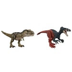 Jurassic World Dominion Dinosaur T Rex Toy & Dominion Roar Strikers Megaraptor Dinosaur Action Figure with Attack Motion and Sound, Toy Gift with Physical and Digital Play​