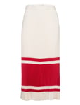 D2. Stripe Pleated Skirt *Villkorat Erbjudande Knälång Kjol Creme GANT