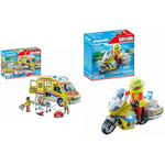 Playmobil 71202 City Life Ambulance & 71205 City Life Emergency Motorcycle