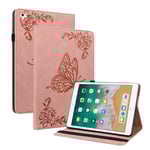 Läderfodral iPad 9.7 6th Gen (2018) Fjärilar Rosa