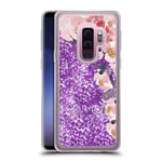 Head Case Designs Official Monika Strigel Rose My Garden Purple Clear Hybrid Liquid Glitter Compatible for Samsung Galaxy S9+ / S9 Plus