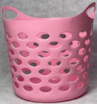 CH Washing Basket 30 Litre Laundry Clothes Hamper Storage Bin Organiser Flexible (Pink)