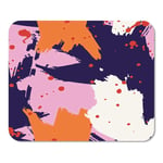 Mousepad Computer Notepad Office Blue Modern Bright with Splashes of Paint Abstract with Ink Splatter Orange Artistic Home School Game Player Computer Worker Inch
