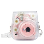 Berfea Protective & Portable Crystal Daisy Case Cover Compatible with Fujifilm Instax Mini 11 /Mini 9/Mini 8 Instant Camera with Adjustable Shoulder Strap