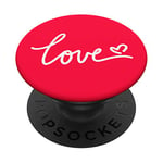 PopSockets Cell Phone Pop Out Holder Love Sign Cool Red and White Heart PopSockets PopGrip: Swappable Grip for Phones & Tablets
