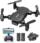 Mini Drone Pliable avec Caméra - KIDOMO 1080P Mini Quadrirotor RC pour Enfants et WIFI FPV Télécommande, lumières LED et Décollage/Atterrissage à une Touche, 360°Flips, 2 Batteries
