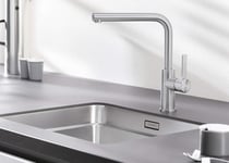 Blanco 526179 Lanora-F Steel Kitchen Sink tap which is Mount Under The Window with a Fixed spout steel-526179, Brushed Stainless Steel