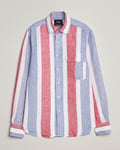 Drake's Thick Stripe Linen Shirt Red/Blue