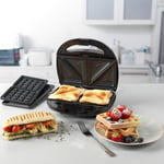 3 in 1 Waffle Panini Toaster Snack Maker Removable/Detachable Non-Stick Plates