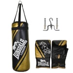 Lonsdale Club Junior Punch Bag and Glove Set - Black/Gold