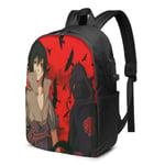 Lawenp Uchiha Sasuke Uchiha Itachi Laptop Backpack- with USB Charging Port/Stylish Casual Waterproof Backpacks Fits Most 17/15.6 Inch Laptops and Tablets/for Work Travel School