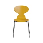 Fritz Hansen Myran 3101 stol true yellow, målad ask, kromat stålstativ