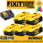 DEWALT 5 x DCB184 18V XR 5.0AH Battery & CHARGER Lithium Ion Li-Ion