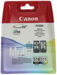 Canon PG-510+CL-511 Multipack Cartouche d'encre d'origine Noir/Jaune/Cyan/Magenta 220 Pages