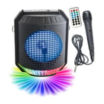 INOVALLEY HP74BTH - Enceinte lumineuse karaoke Bluetooth 20W - Lumiere LED multicolore - Port USB, Radio FM, Entree micro, Aux-I