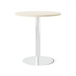 Cafébord Runt, Storlek Ø70 cm, Bordsskiva Björk, Stativ Polerat stål