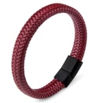 Smykker Lærarmbånd med Magnetisk lås i rustfritt stål - Rød / 18.5 cm