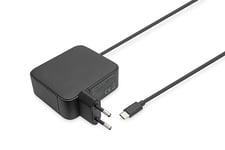 DIGITUS 100W GaN Chargeur USB-C pour Ordinateur Portable - Technologie nitrure de Gallium - Power Delivery 3.0 - Longueur de câble 1,2m - également pour Smartphones et tablettes - Noir