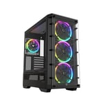 Nfortec - DRACO X Boîtier PC Gaming Mid Tower (ATX), 4x 120mm PWM ARGB Fans Included, ARGB Controller, Tempered Glass Front and Side, Noir