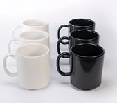 Tasses à café Black and White | 6 tasses à The 3 blanches et 3 noires | Set de petit-déjeuner composé de 6 tasses | Chaque Mug contient environ 300 ml | Passe au micro-ondes et au lave-vaisselle