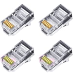 100 st RJ45-kontakter 6u guldpläterade genomgående Ethernet-kablar modulkontakt nätverk RJ-45 Crystal