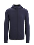 Icebreaker Men's Central Classic Long Sleeve Zip Hoodie - Merino Wool Midlayer Top, Zip up Sweatshirt, Running Top - Midnight Navy, L